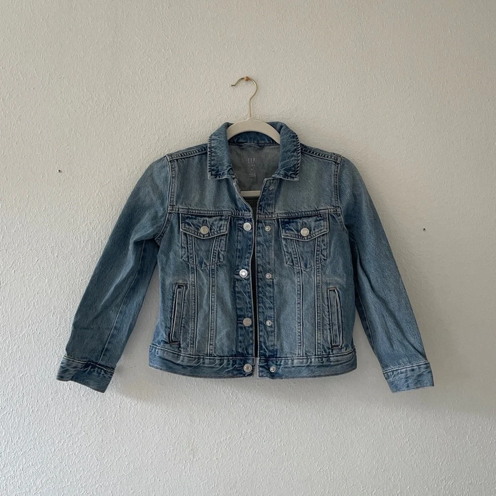 GAP Kids Jean Jacket Blue Denim Snap Front Classic
